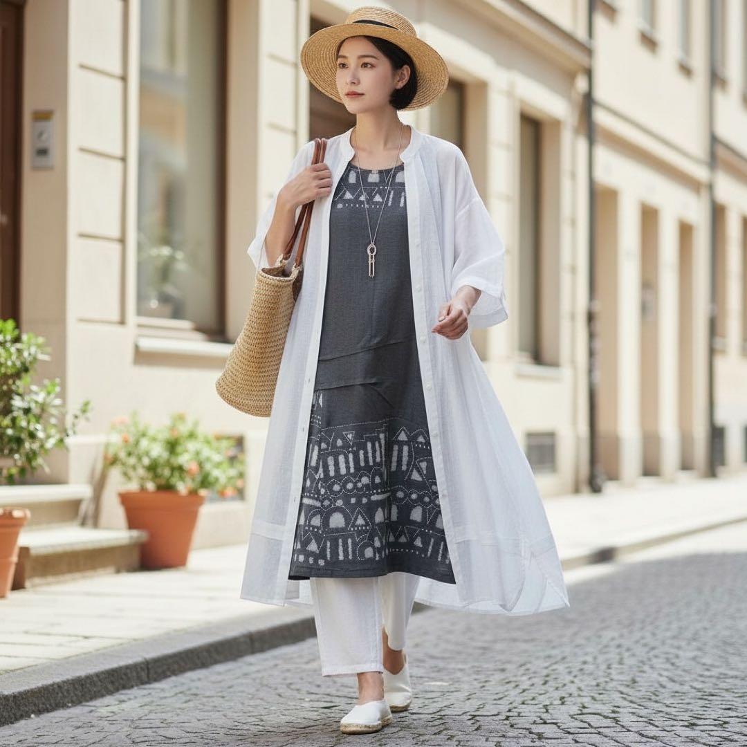 極美品☆センソユニコ t.b 変形 ノースリーブ ワンピース サイズ38 グレー