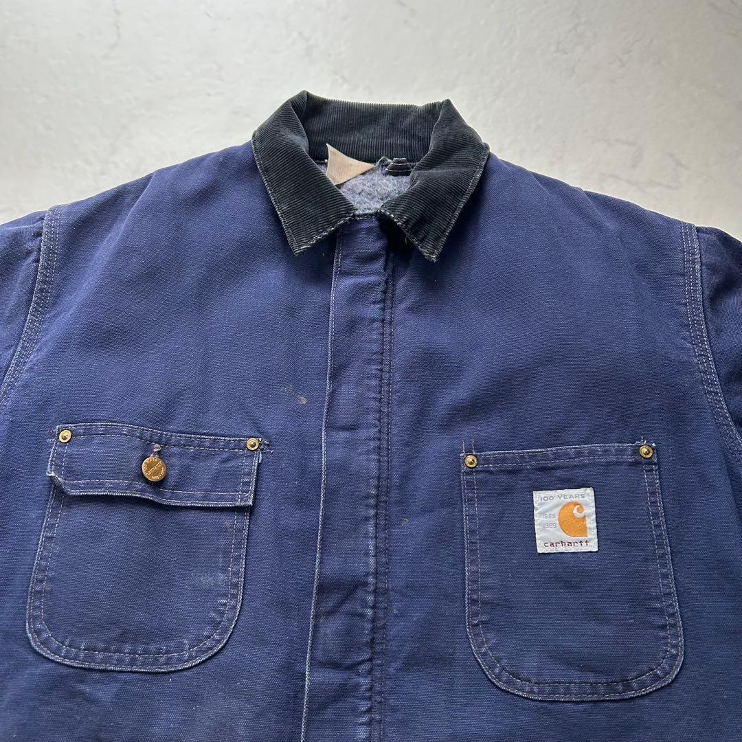 【100周年】80s 星タグ カーハート ミシガンチョアコート ネイビー 40
