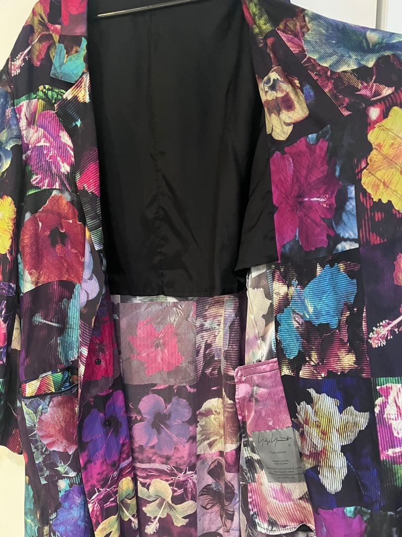 Yohji Yamamotoプールオム 22ss シルク花図鑑ロングジャケット