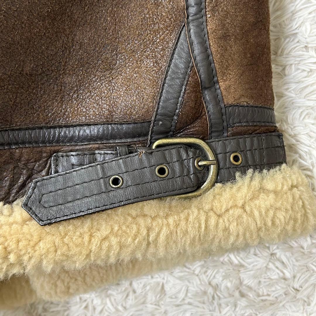 vintage B-3 ムートンジャケット リアルレザー 羊革 M ブラウン