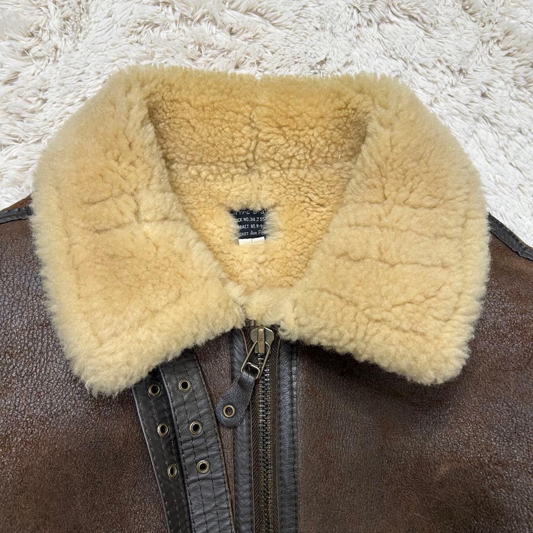 vintage B-3 ムートンジャケット リアルレザー 羊革 M ブラウン
