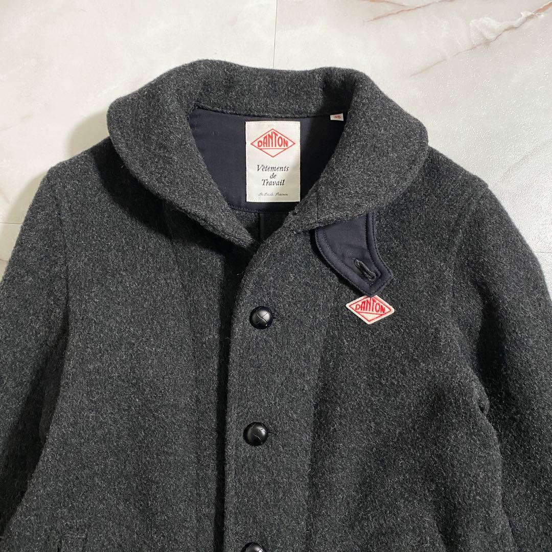 B18162 美品 ダントン ウールモッサシングルコート グレー 38