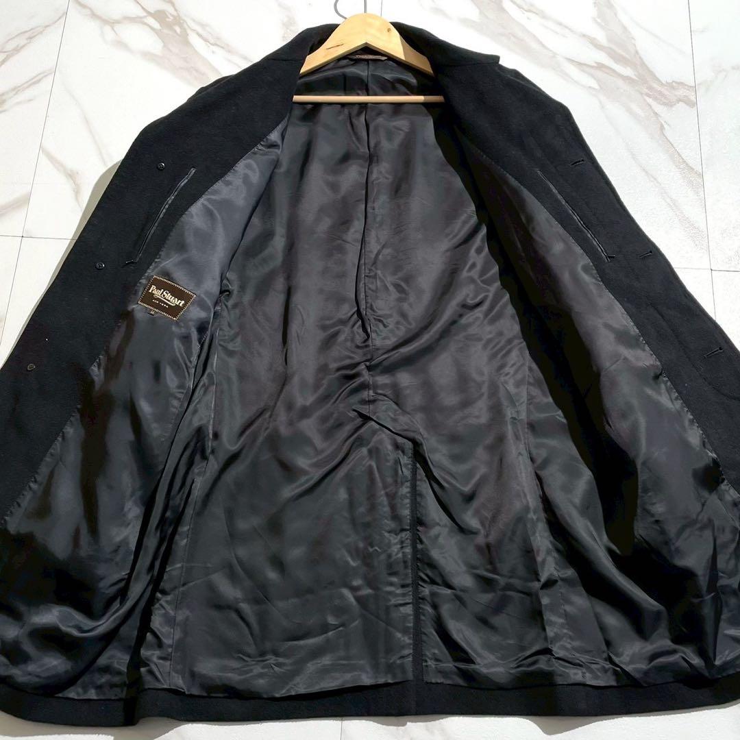 ポールスチュアート 王道 チェスターコート アンゴラ混 ロング丈 ブラック XL