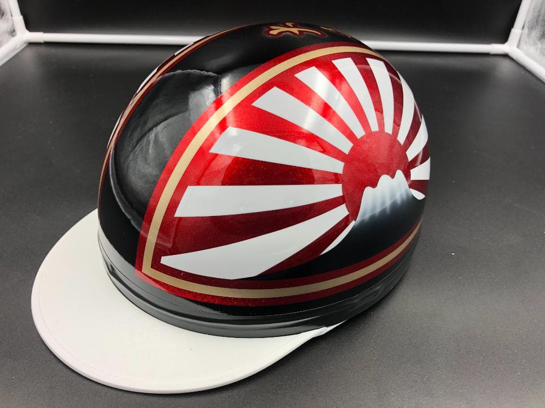 コルク半　カスタム　富士日章　三つボタン　ブラックホワイトレッド　ラメ