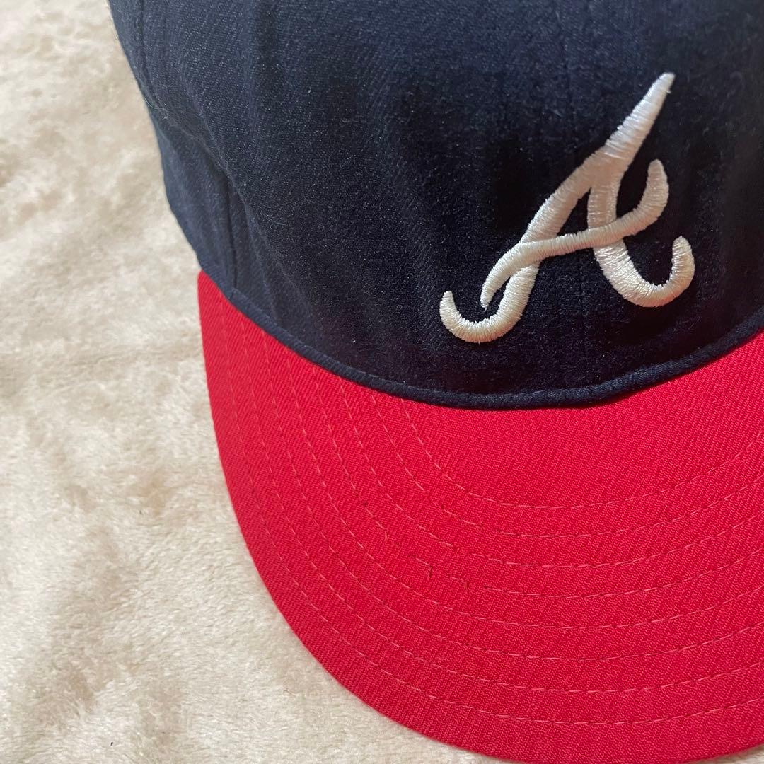 90s USA製 NEWERAアトランタブレーブス キャップ ネイビー レッド