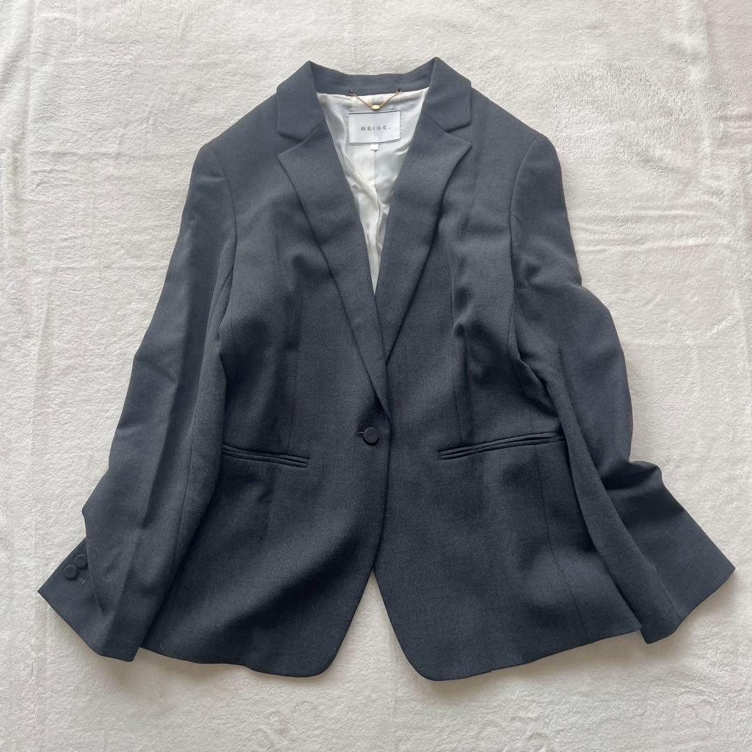 ゆきん様　ベイジ　VILLAZ シングルジャケット 4 ダークグレー エコレザー