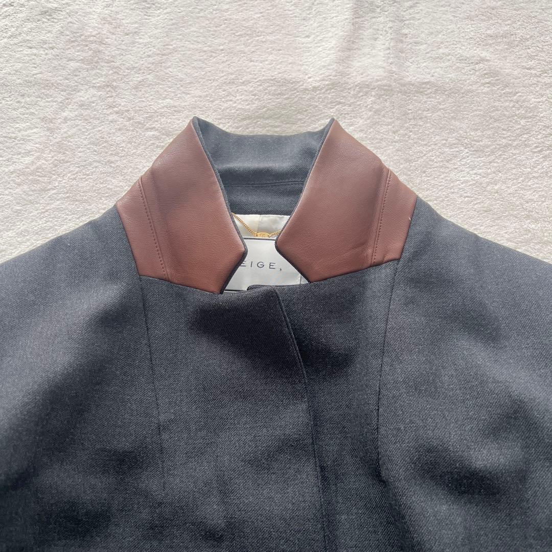 ゆきん様　ベイジ　VILLAZ シングルジャケット 4 ダークグレー エコレザー