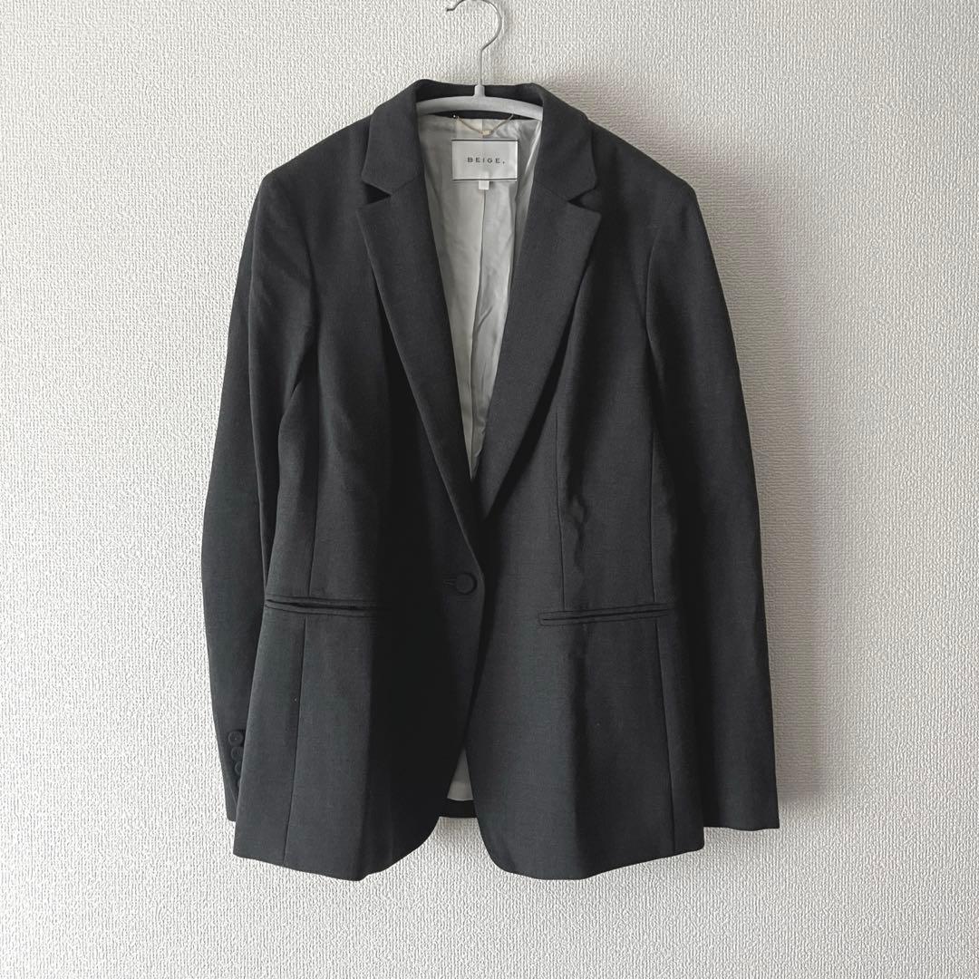 ゆきん様　ベイジ　VILLAZ シングルジャケット 4 ダークグレー エコレザー