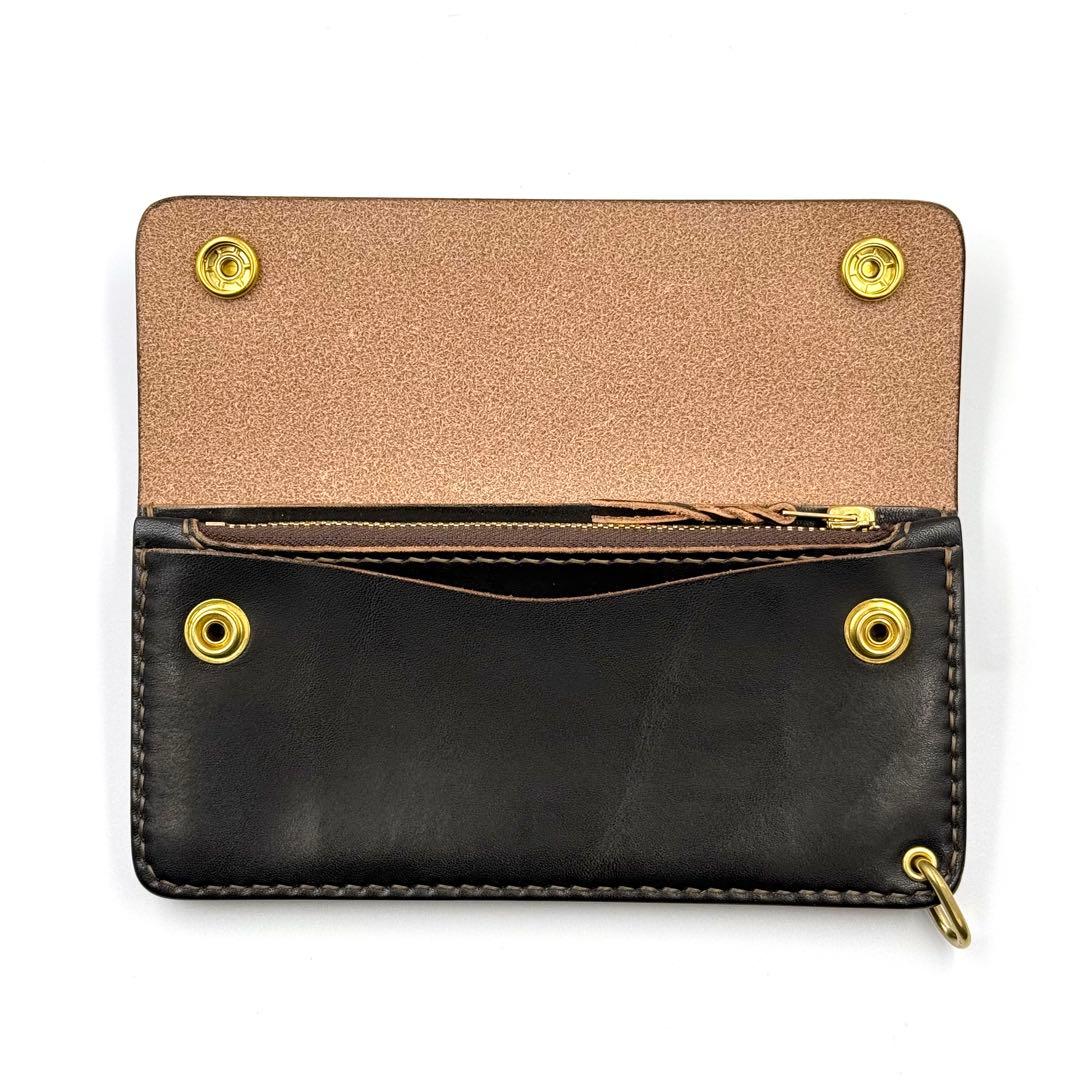 トラッカーウォレット(ブラック)サドルレザー　タロンジッパー　ヴィンテージタイプ