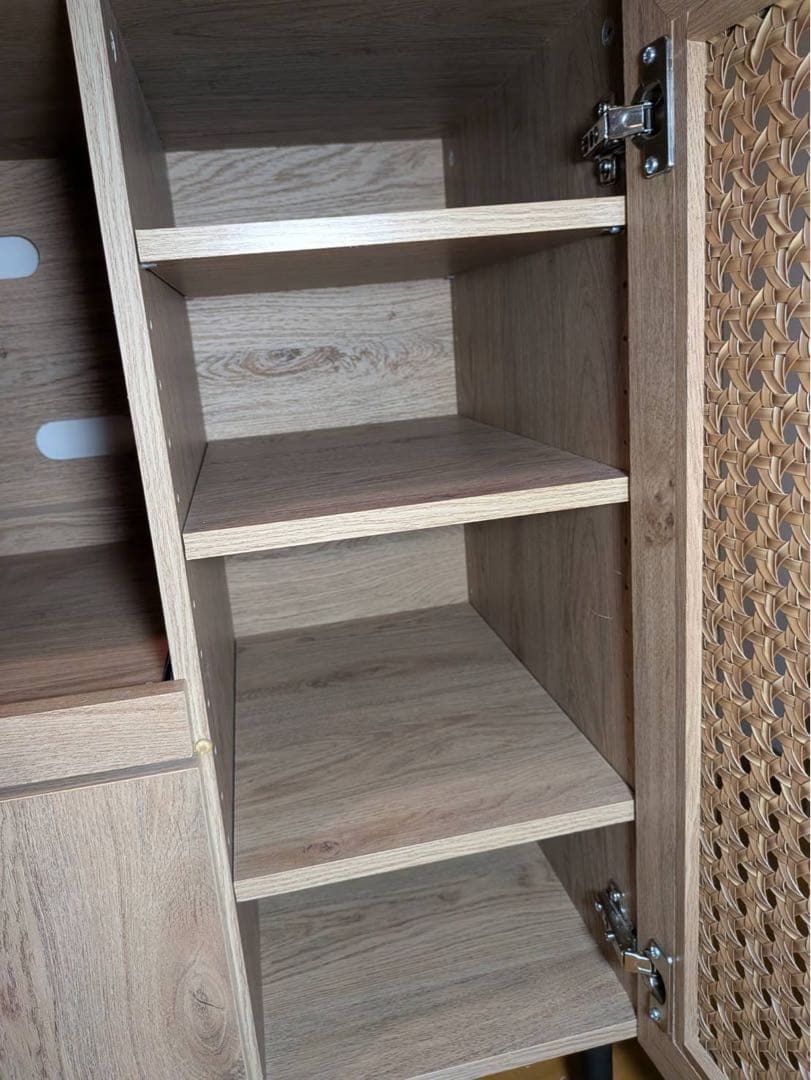 ■送料込■LOWYA ラタン調キッチンカウンター90 棚 収納台