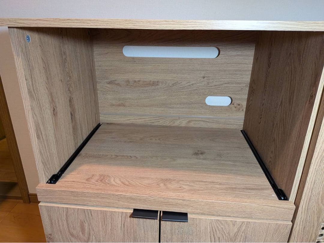 ■送料込■LOWYA ラタン調キッチンカウンター90 棚 収納台