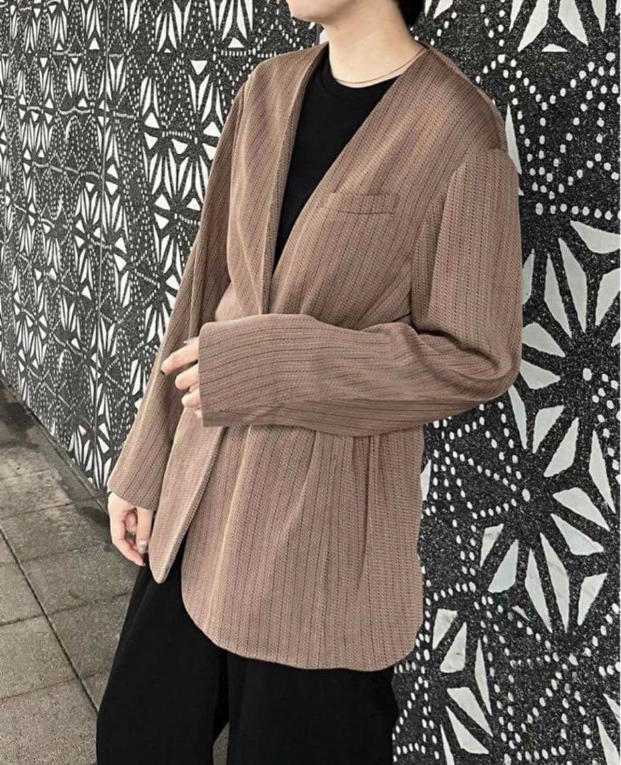 roku 6 ジャケット　ノーカラージャケット　ストライプジャケット