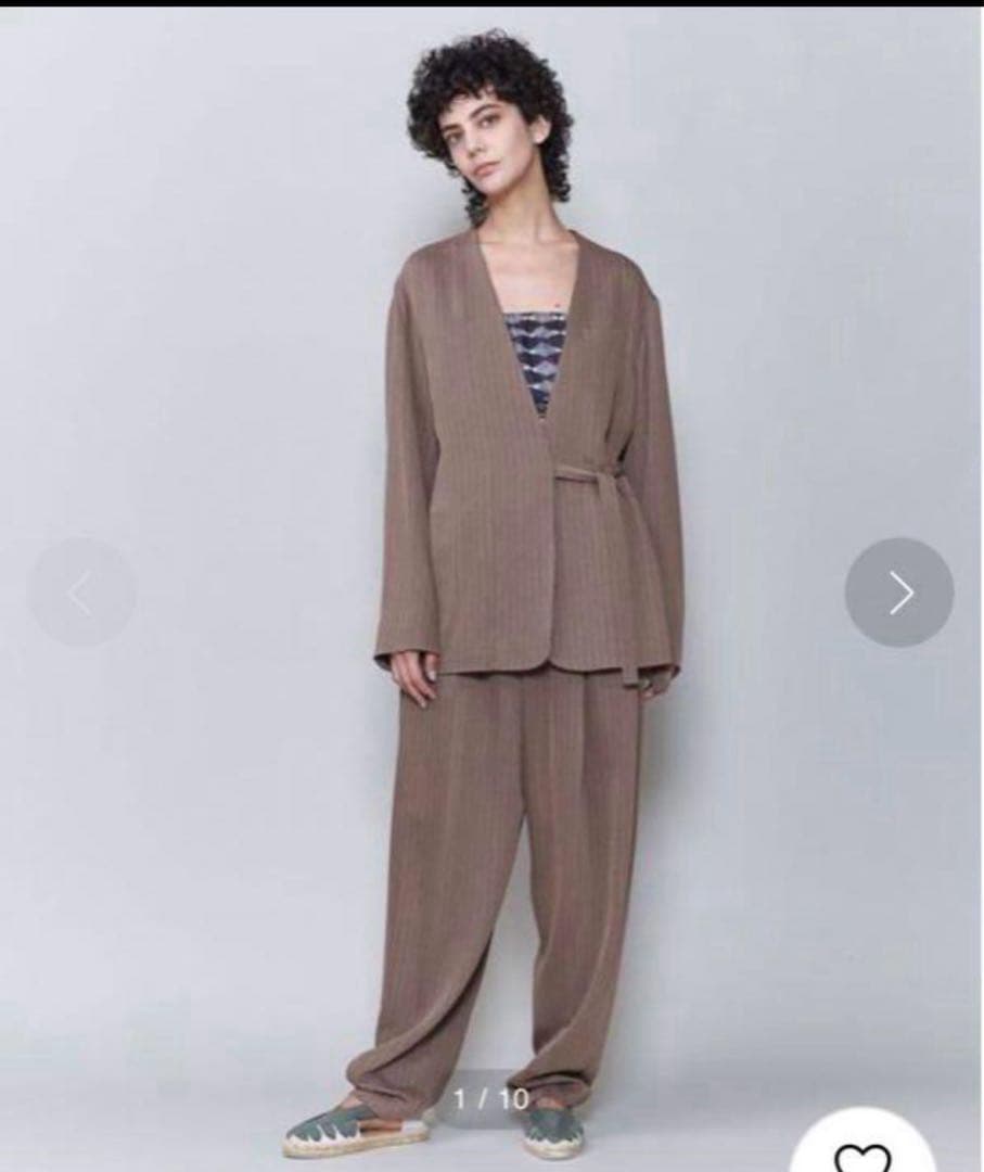 roku 6 ジャケット　ノーカラージャケット　ストライプジャケット