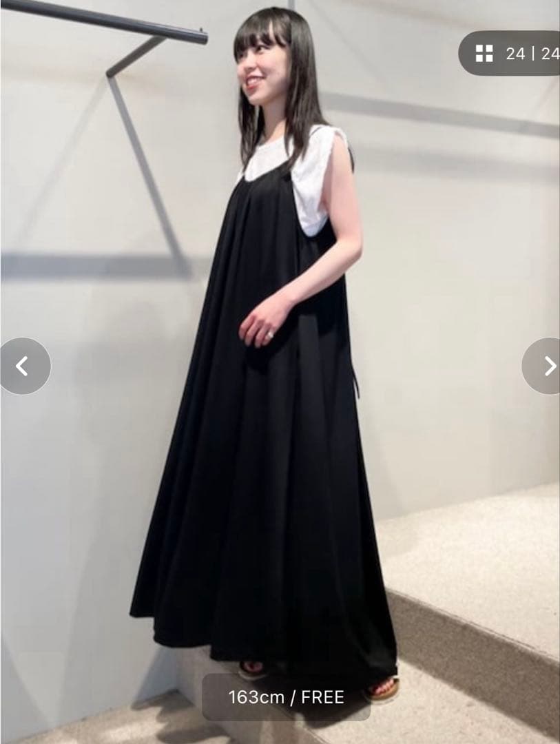 キュプラポリエステルジャージー ギャザーワンピース　美品