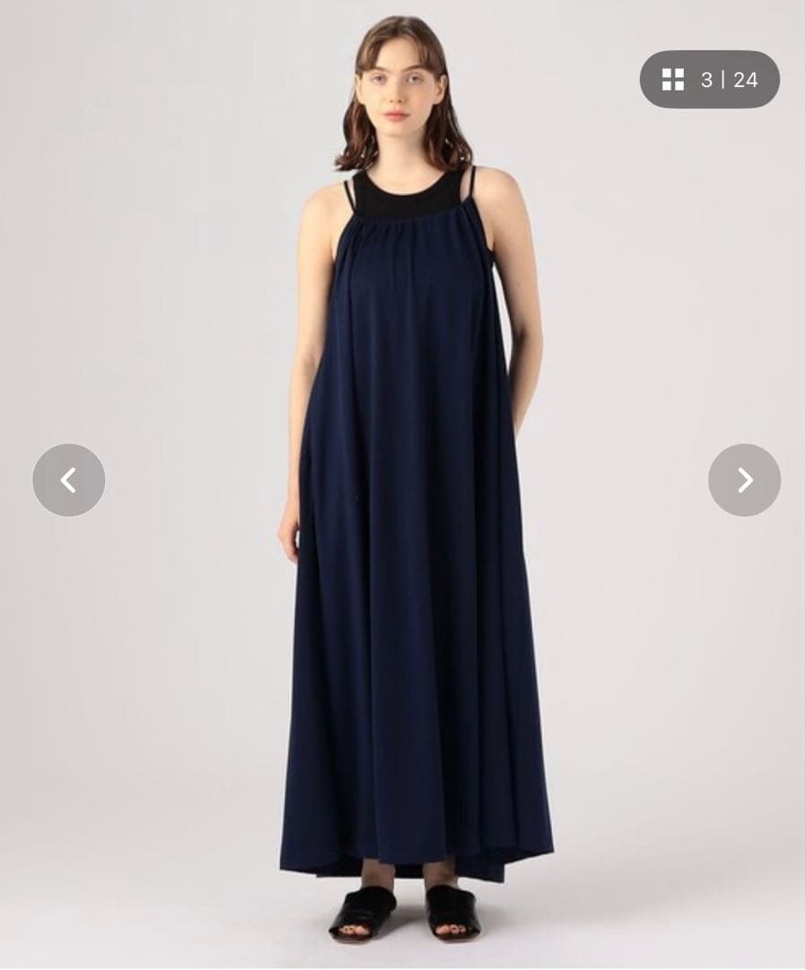 キュプラポリエステルジャージー ギャザーワンピース　美品