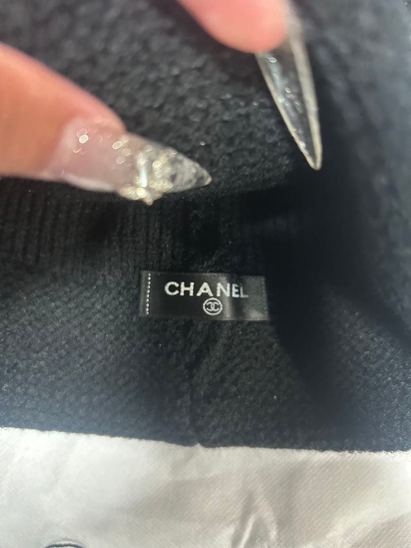CHANEL ブラックニット帽・ビーニー