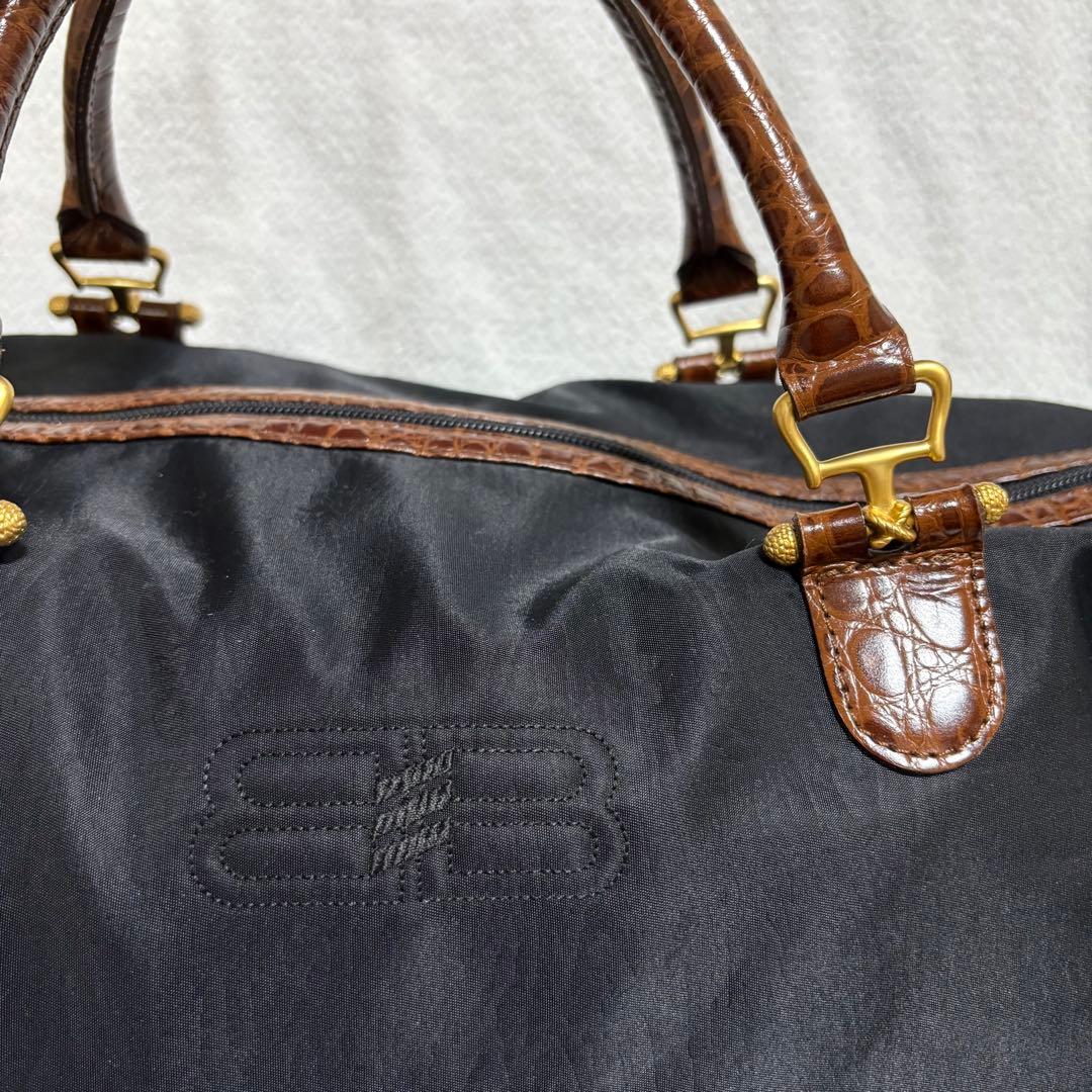 【極美品】バレンシアガ ボストンバッグ 2way ナイロン クロコ 刺繍ロゴ