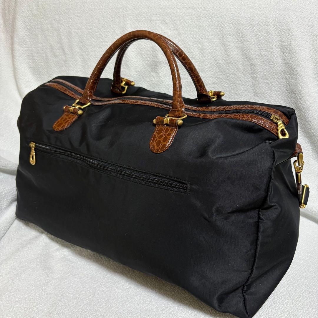 【極美品】バレンシアガ ボストンバッグ 2way ナイロン クロコ 刺繍ロゴ