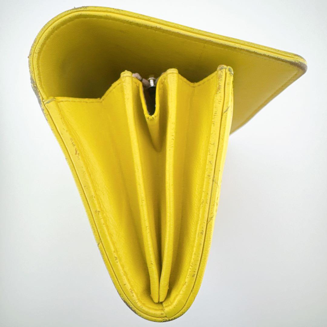 シャネル ロングウォレット 長財布 マトラッセ ターンロック風 イエロー 黄色