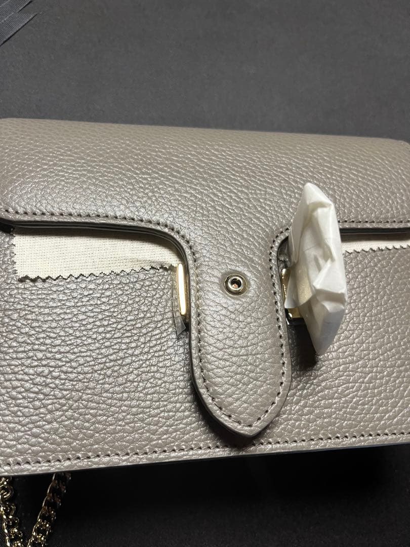 GUCCI インターロッキングGレザーチェーンショルダーバッグ グレー 3WAY