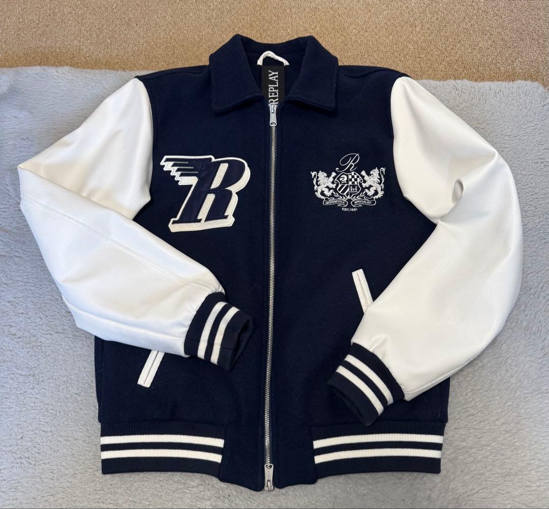 Replay スタジャン ネイビー/ホワイト