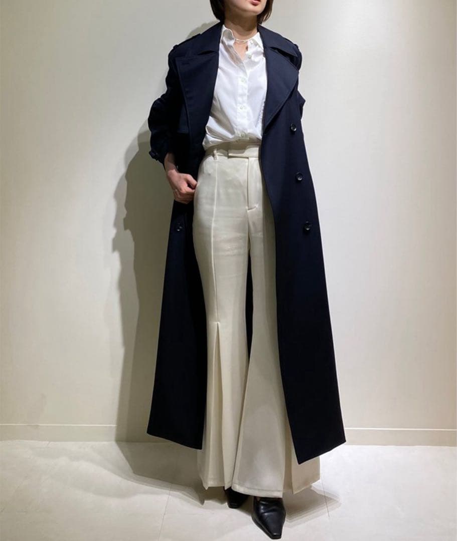 【anuans アニュアンス】ウールギャバジントレンチコート ネイビー 2024