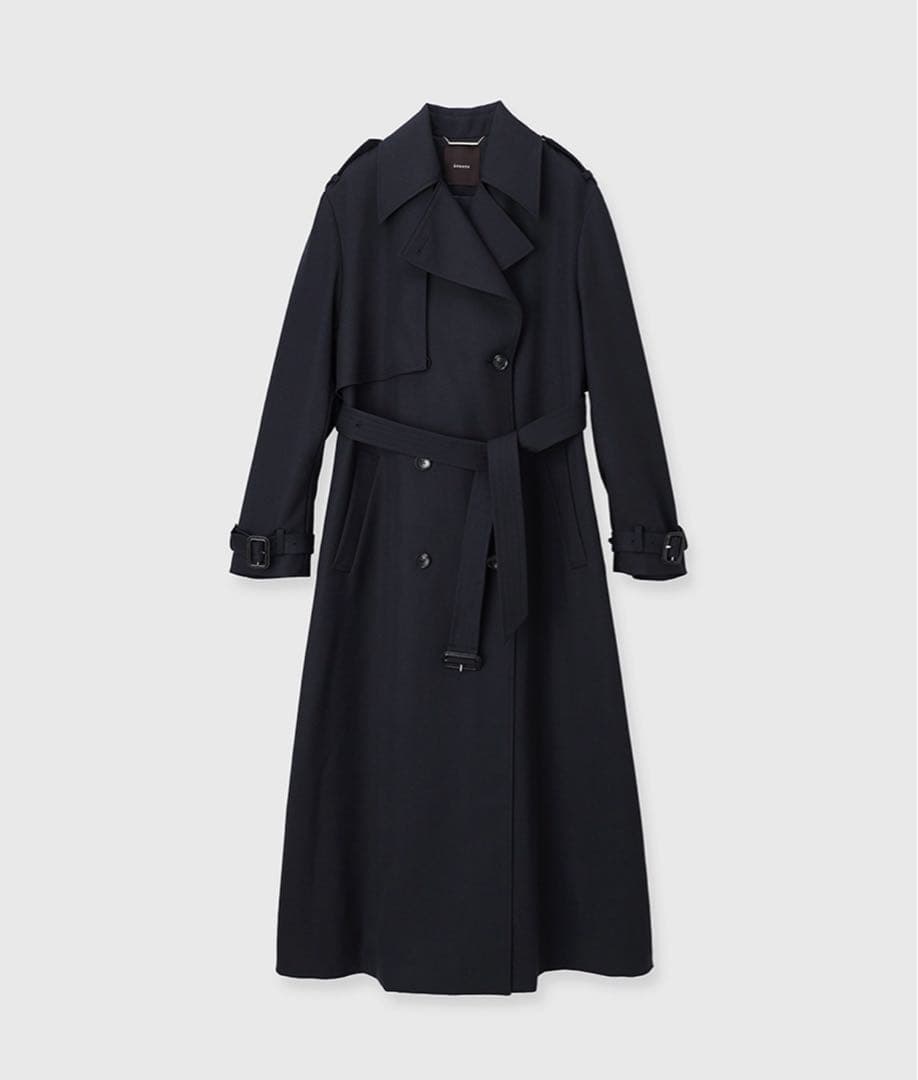 【anuans アニュアンス】ウールギャバジントレンチコート ネイビー 2024