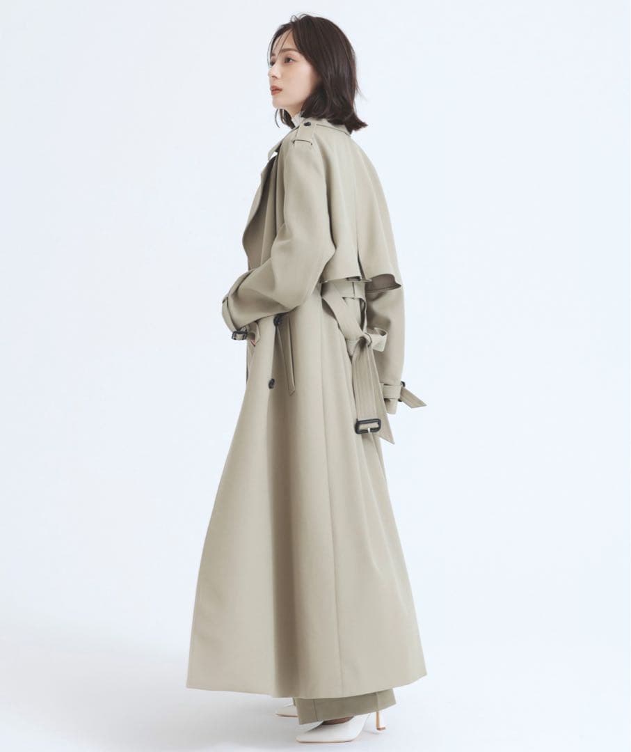 【anuans アニュアンス】ウールギャバジントレンチコート ネイビー 2024