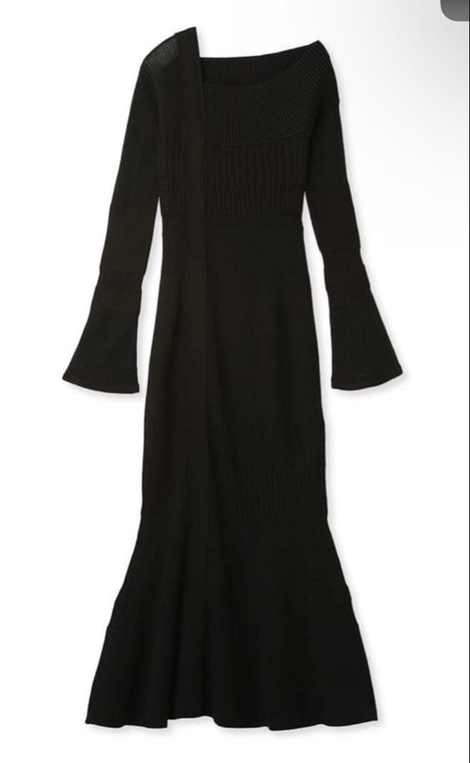 スナイデル snidel シアーブロッキングニットワンピース 黒