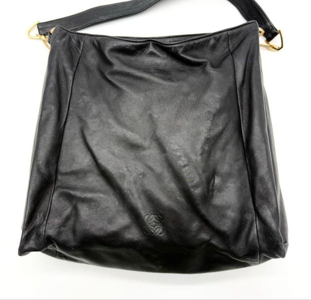 【希少】ロエベ アナグラム チェーン ワンショルダーバッグ ナッパレザー 黒