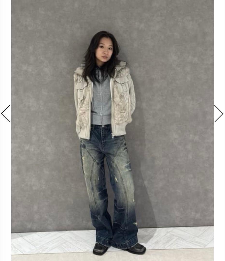 ラグアジェムLAGUA GEM CABLE KNIT FAUX FUR ブルゾン