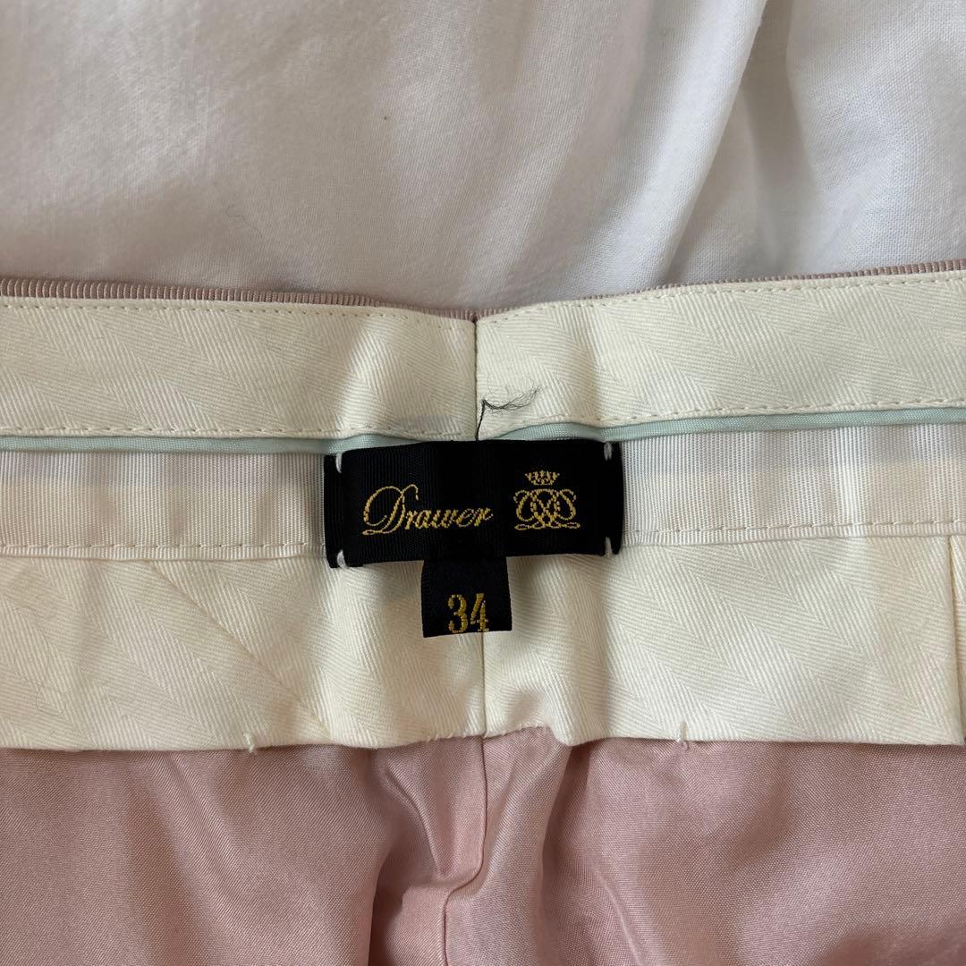 drawer フラワージャガードパンツ 34 ピンクベージュ