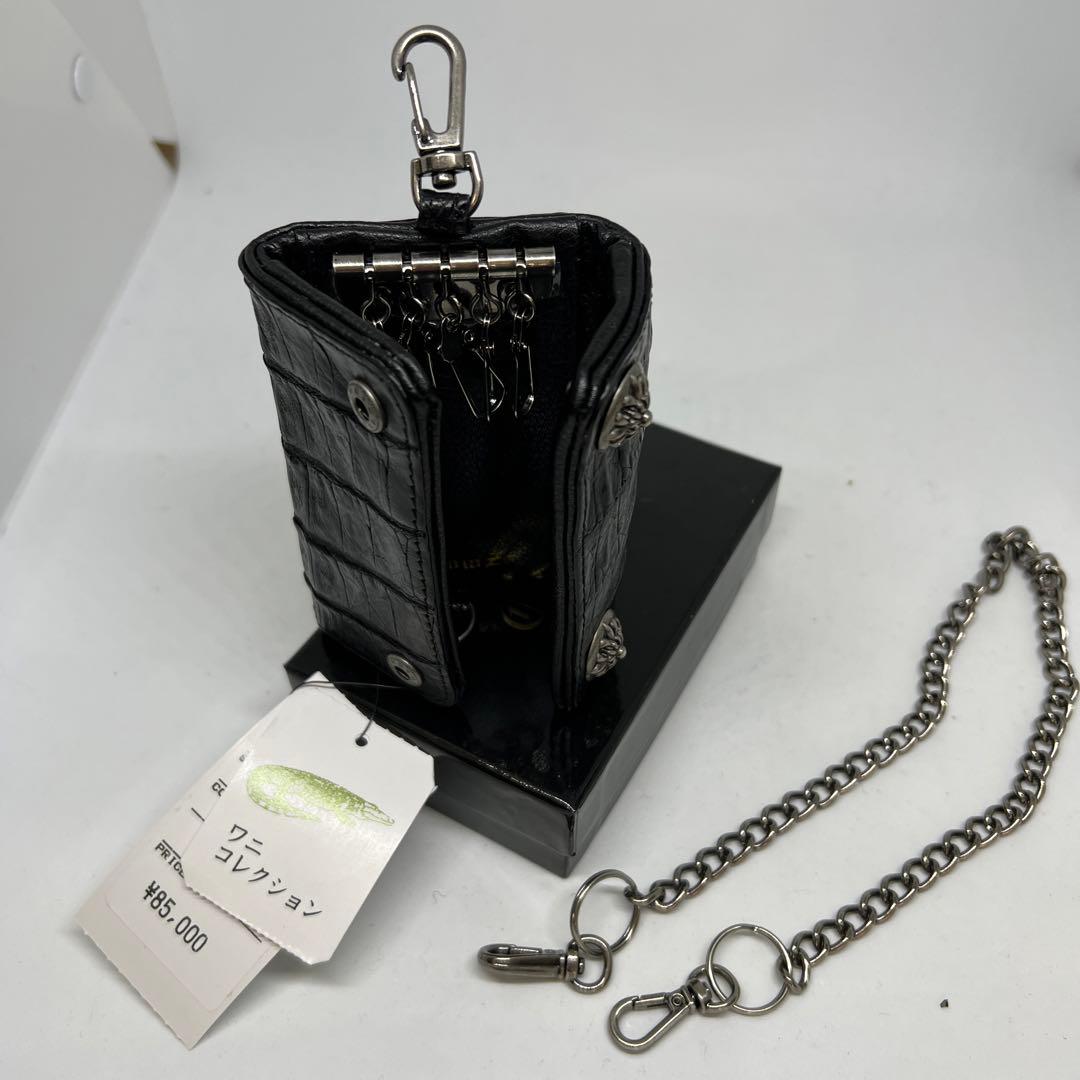 くまぽんさん専用 新品　黒クロコダイルチェーン取り外し付き5連キーケース