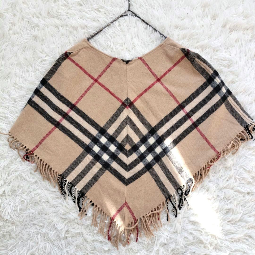 【希少】バーバリー バーバリーロンドン ウール カシミヤ ノバチェック ポンチョ