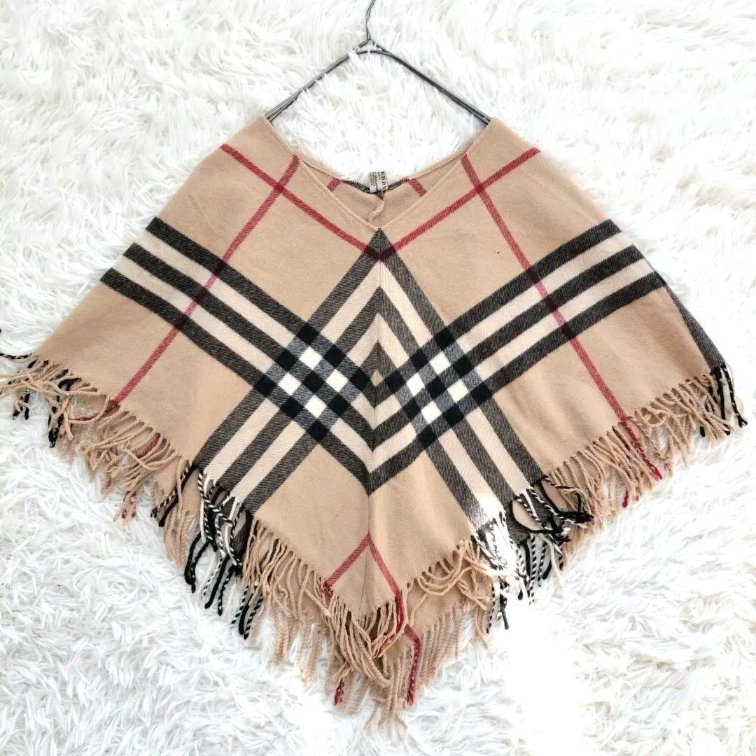 【希少】バーバリー バーバリーロンドン ウール カシミヤ ノバチェック ポンチョ