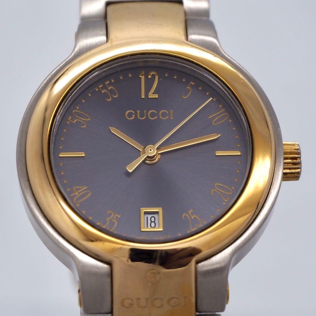 581 稼働 GUCCI レディース 時計 8900L デイト　シルバー　コンビ