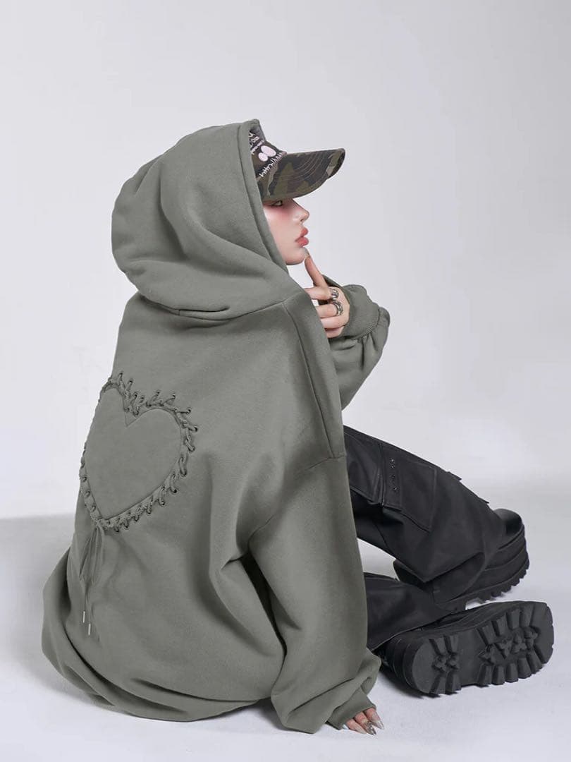 Darich スプレーレースアップフーディー FREE KHAカーキ