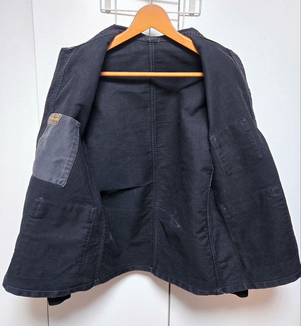 ヴィンテージ LE POPULAIRE ブラックモールスキン ワーク ジャケット