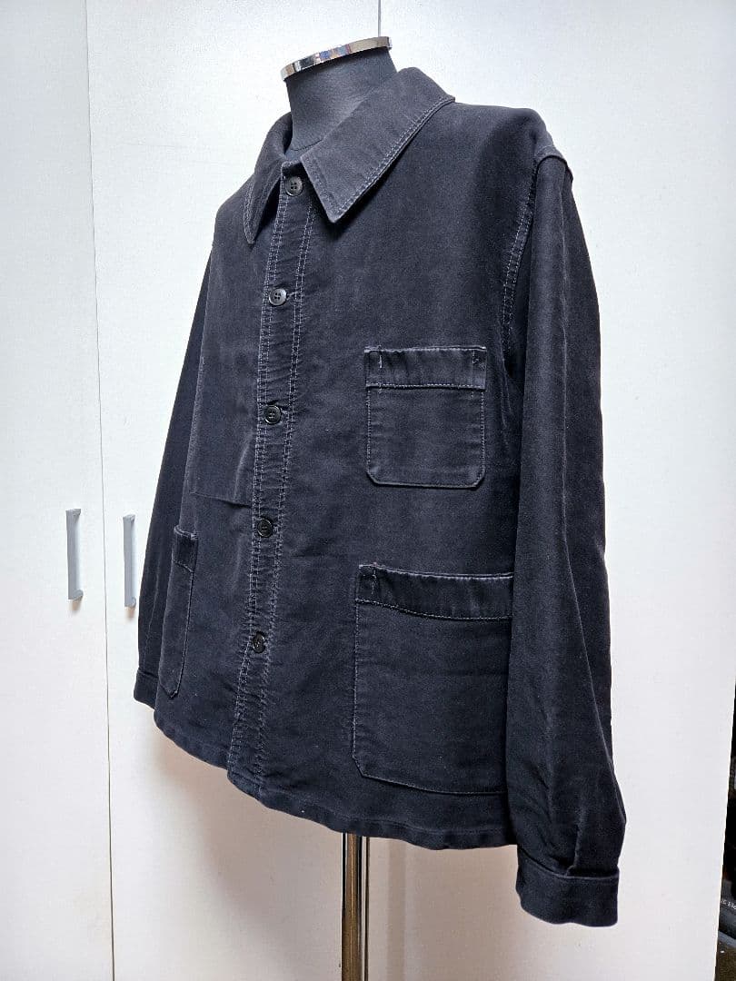 ヴィンテージ LE POPULAIRE ブラックモールスキン ワーク ジャケット