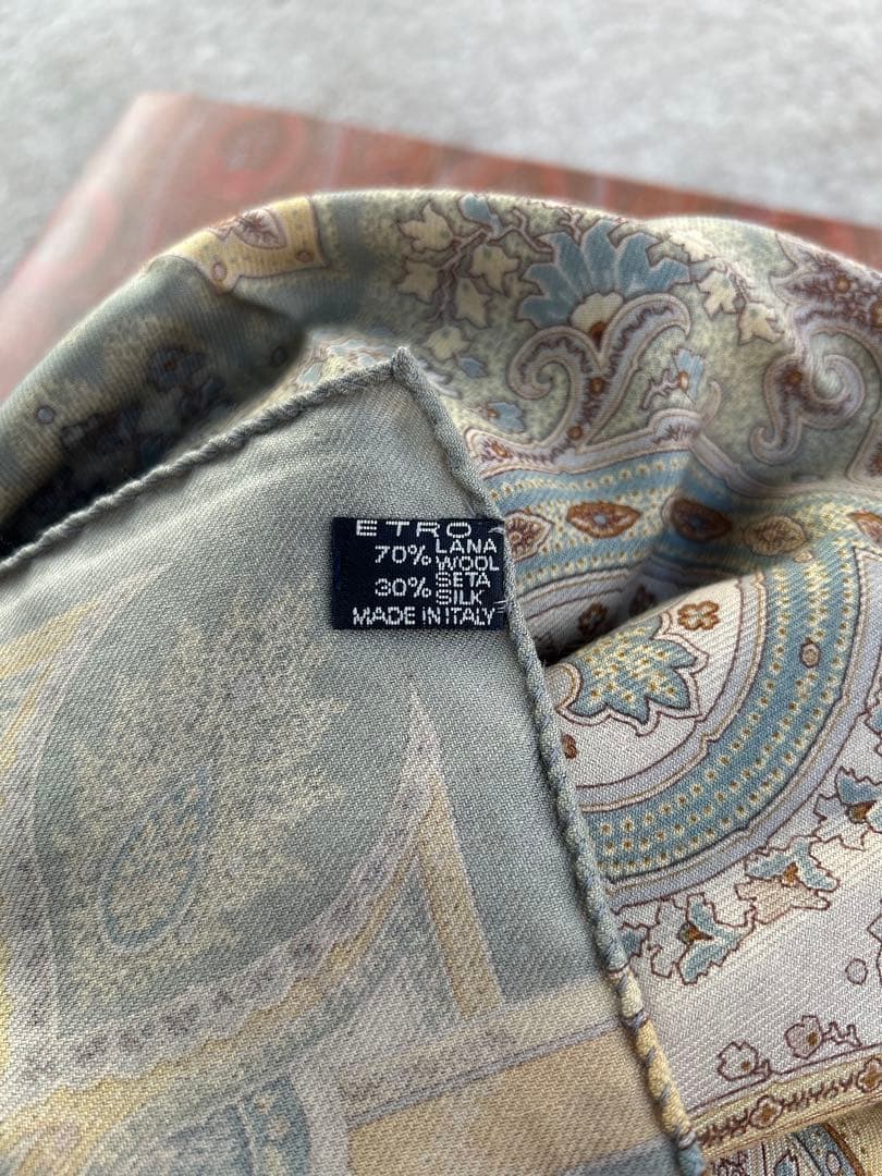 【美品】ETRO／エトロ シルク 大判ストール ・ショール　大判サイズ133cm