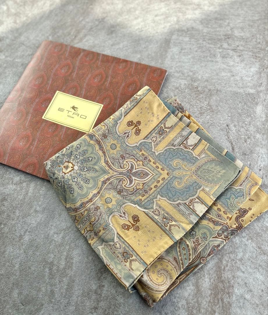 【美品】ETRO／エトロ シルク 大判ストール ・ショール　大判サイズ133cm