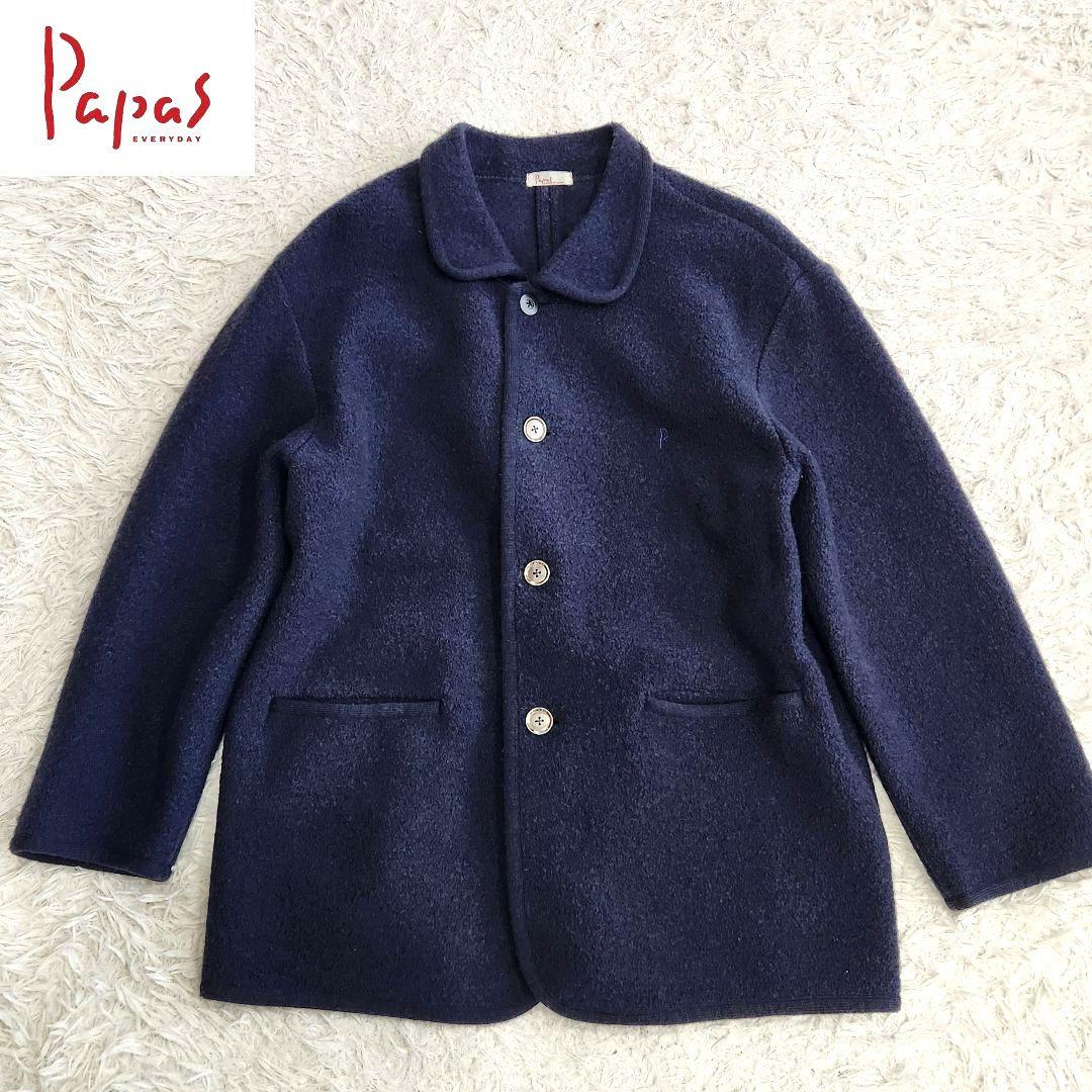 パパス❣️チロリアンジャケット　L　ウール100%　ネイビー　メンズ