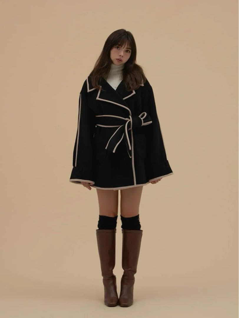 ジャケット・アウター andmary Ange wool short coat black