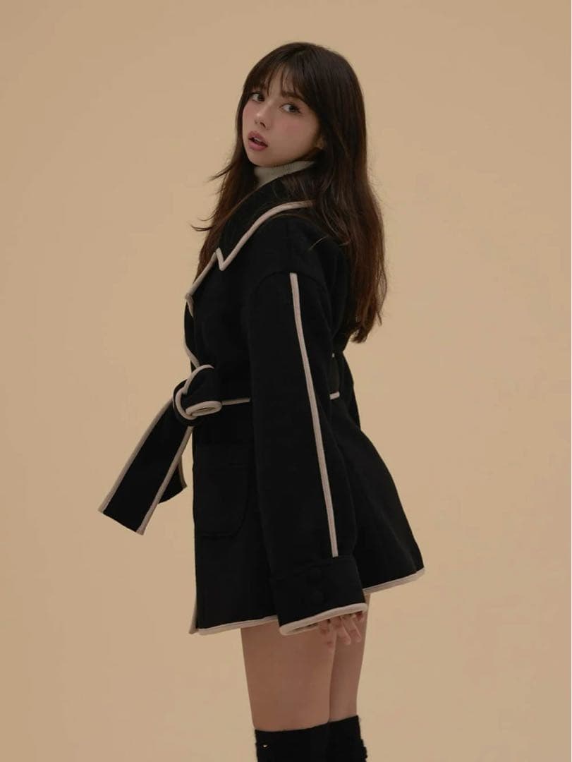 ジャケット・アウター andmary Ange wool short coat black