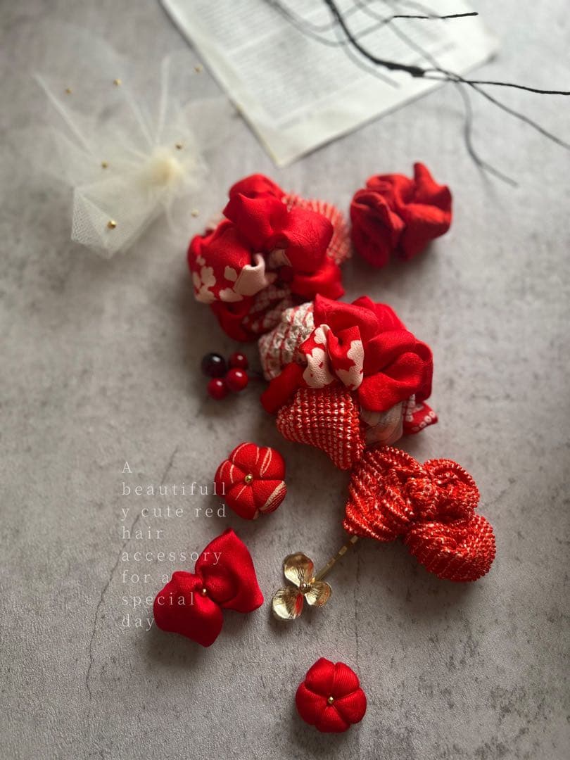 七五三　七五三髪飾り　ヘッドドレス　着物髪飾り　リメイク髪飾り　075