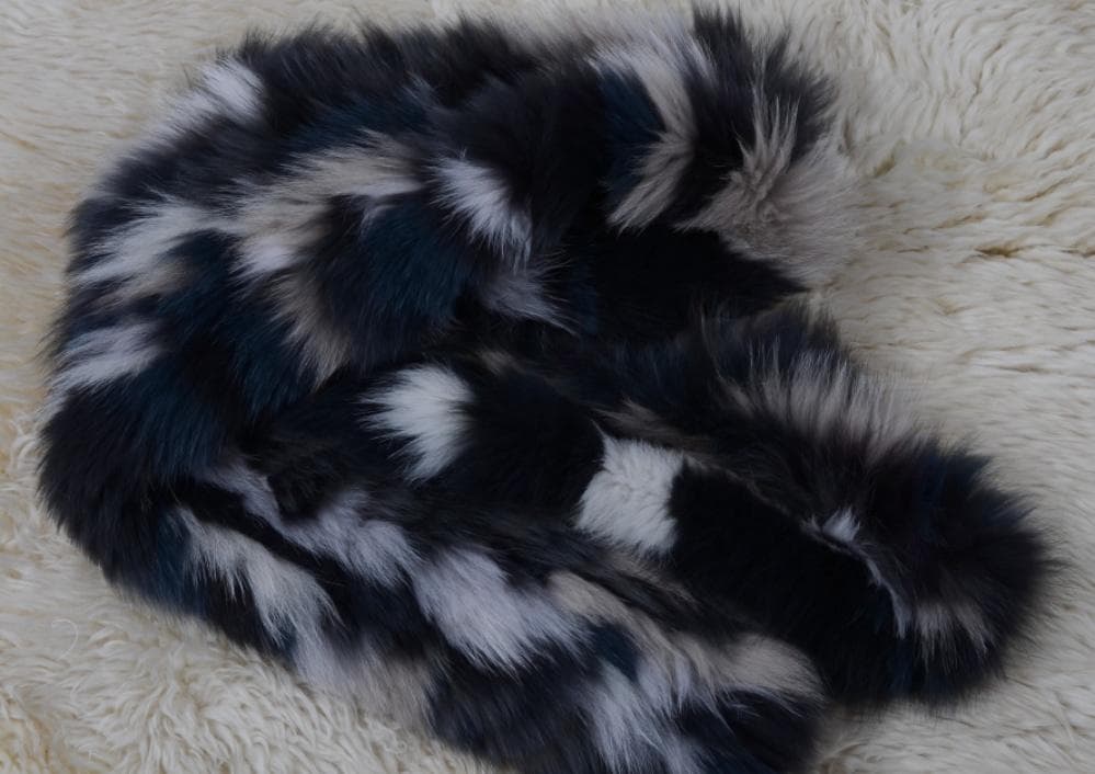 新品限定 豪華フォックスを両面で使ったロングマフラー 編み込み/毛皮ファー