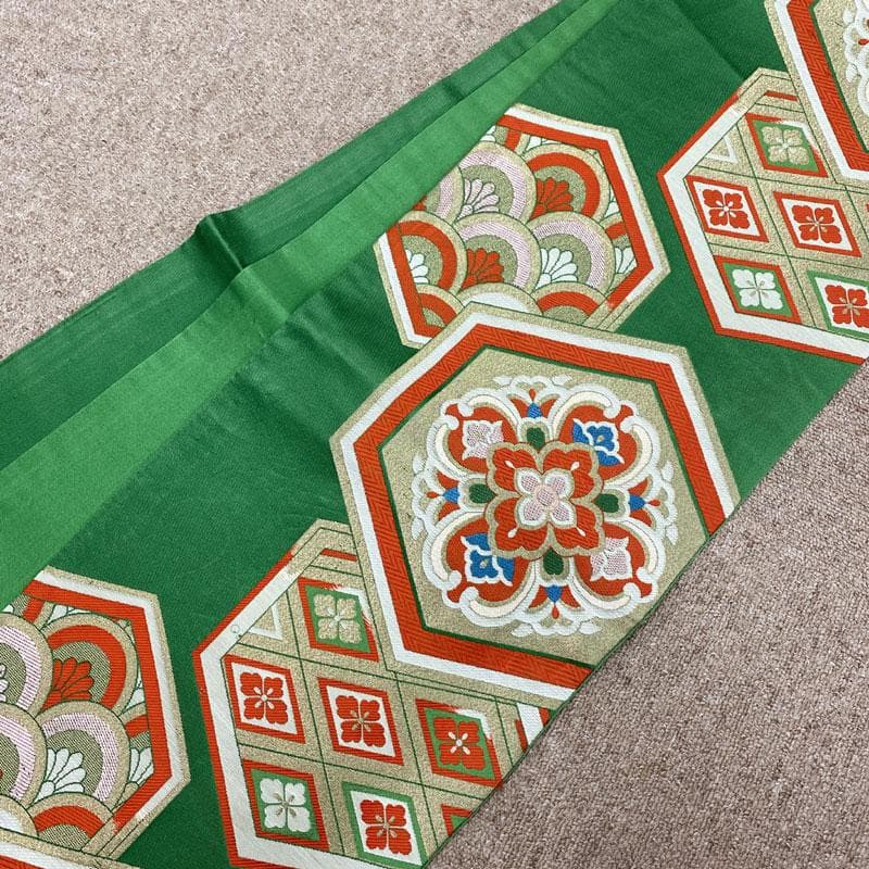 508ag48◎七五三 七歳 女児 アンティーク着物&袋帯&長襦袢 濃い朱色◎