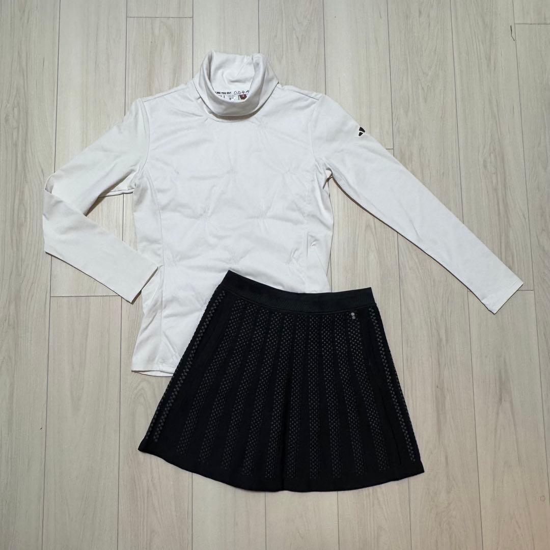 セットアップ 中綿 モックネック 秋冬 長袖 プリーツスカート 保温