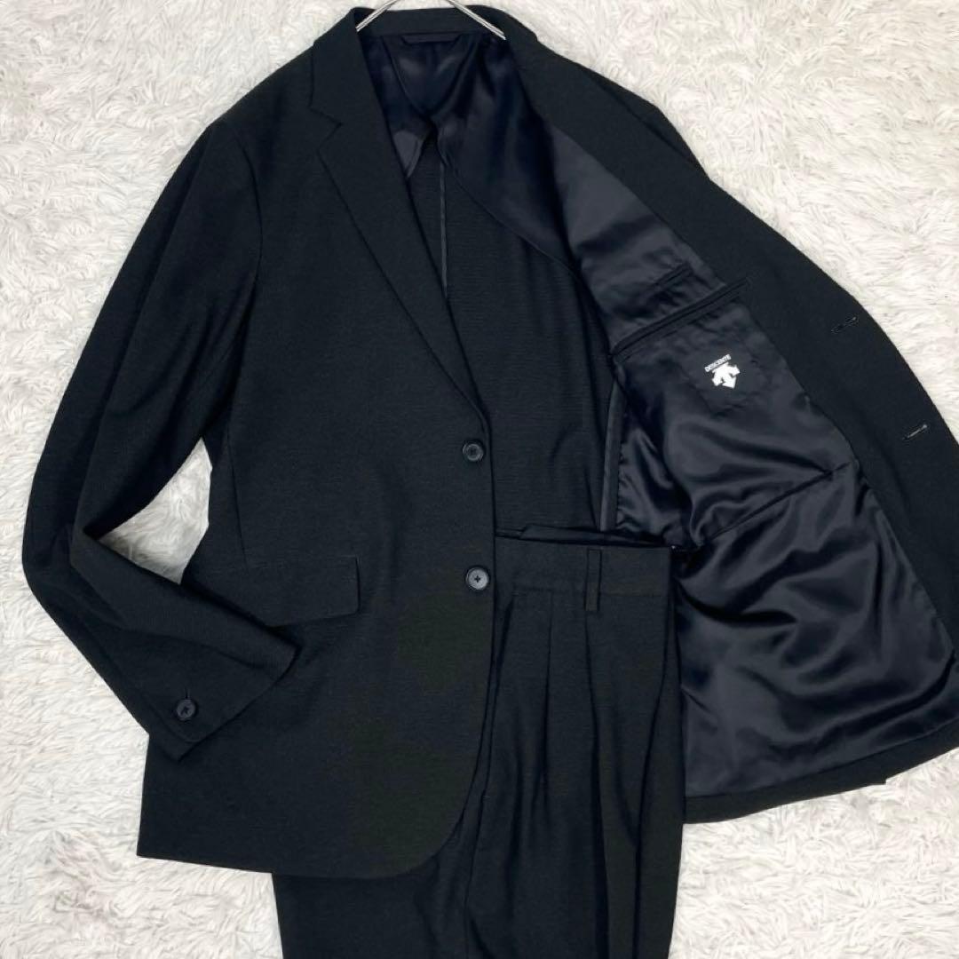 美品✨デサント スーツ セットアップ ロゴボタン 春夏 背抜き 本切羽 グレーL