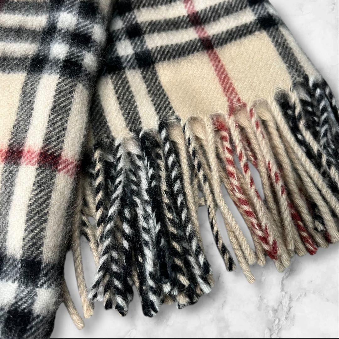 【美品】 バーバリー カシミヤ100% マフラー ノバチェック ベージュ 英国製